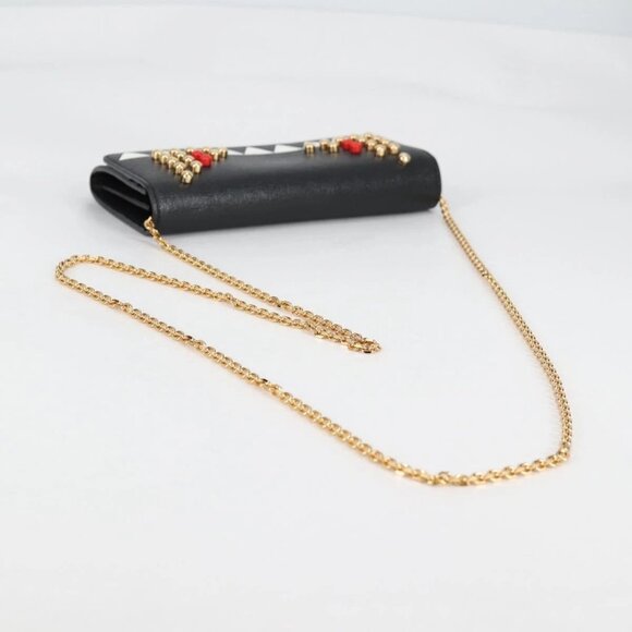 FENDI Chain Long Wallet Leather Black Gold Auth 140694M - Picture 8 of 16